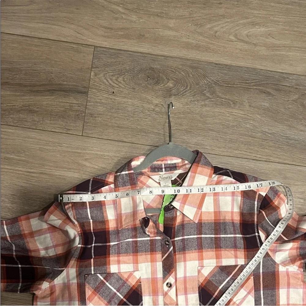 NWT Natural Reflections Vibrant Plaid Button Down Shirt Size L - Picture 6 of 8